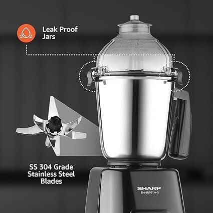 Sharp Mixer Grinder EM - G51N - W | 500 W | 4 Jars | Variable Speed Auto Cut - off - White