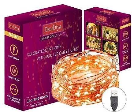 DesiDiya Round LED String Lights - Yellow | Heat Resistant