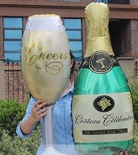 Party Propz Champagne Glass and Bottle Foil Balloons For Party Decoration