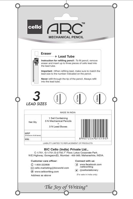 Cello Arc Mechanical Pencil Blister - 3 MP + 3 Lead Box