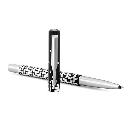 Parker Gift Set - (Parker Vector Special Edition Chrome Trim Roller Ball Pen) |1 Pen + 1 Key Chain (1pc) & Paperkraft Single Line Executive Notebook (300 Pages) (1pc) Combo