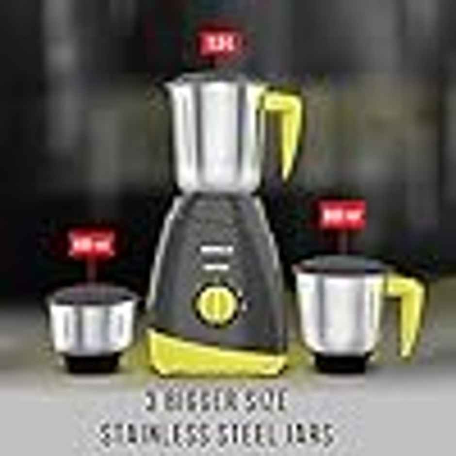 Havells Capture 500W 3 Jar Mixer Grinder, High Speed 21000 RPM Motor, Stainless Steel Blades (Grey & Green)