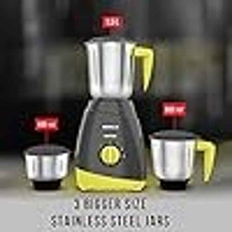 Havells Capture 500W 3 Jar Mixer Grinder, High Speed 21000 RPM Motor, Stainless Steel Blades (Grey & Green)