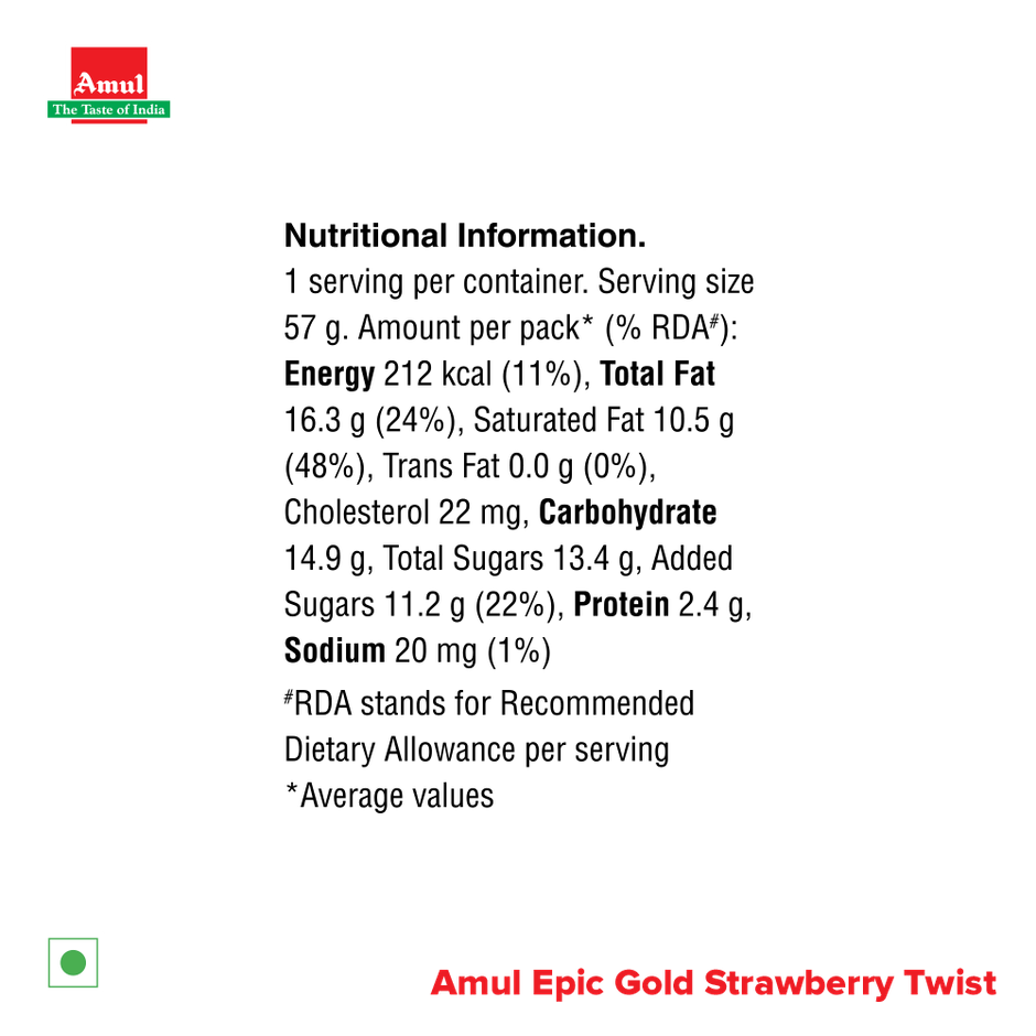 Amul Epic Strawberry Twist Gold Ice Cream Stick