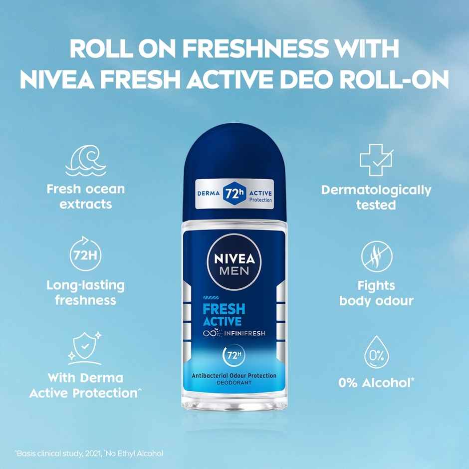 Nivea Men Dark Spot Reduction Face Cream (75ml) & Nivea Men Face Wash All In 1 Charcoal (100g) & Nivea Fresh Active Underarm Roll On 72H Protection (50ml) Combo