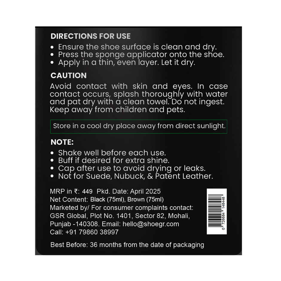 SHOEGR Premium Liquid Shoe Polish Combo | Black - Brown