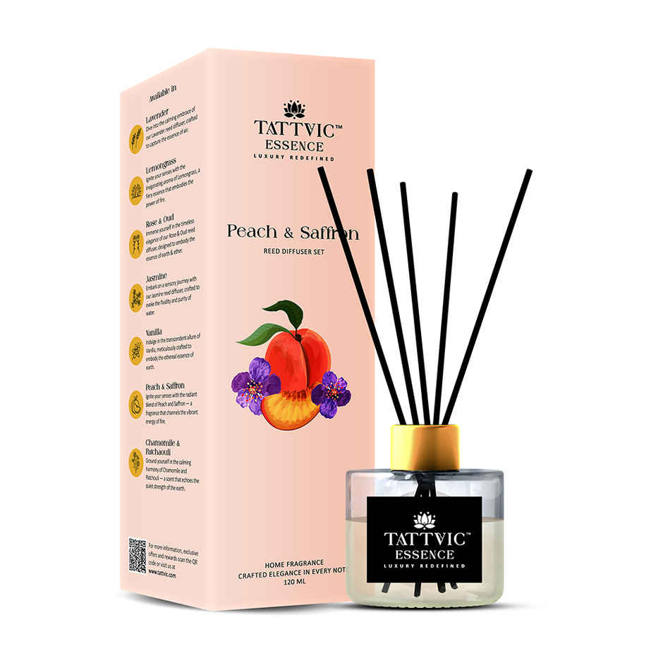 Tattvic Essence Luxury Reed Diffuser Set | Peach & Saffron - 120 ml