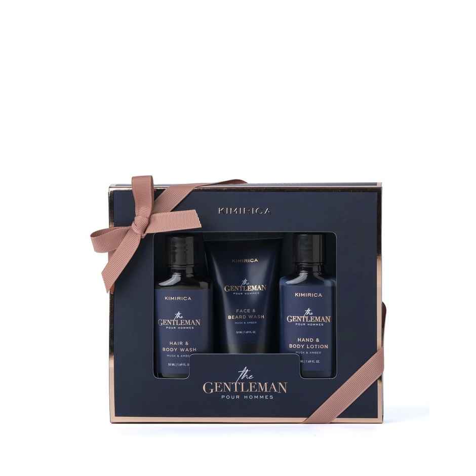 Kimirica Valentine Gentlemen Trio Gift Set|Grooming Set for Men Shower Gel, Body Lotion & Face Wash