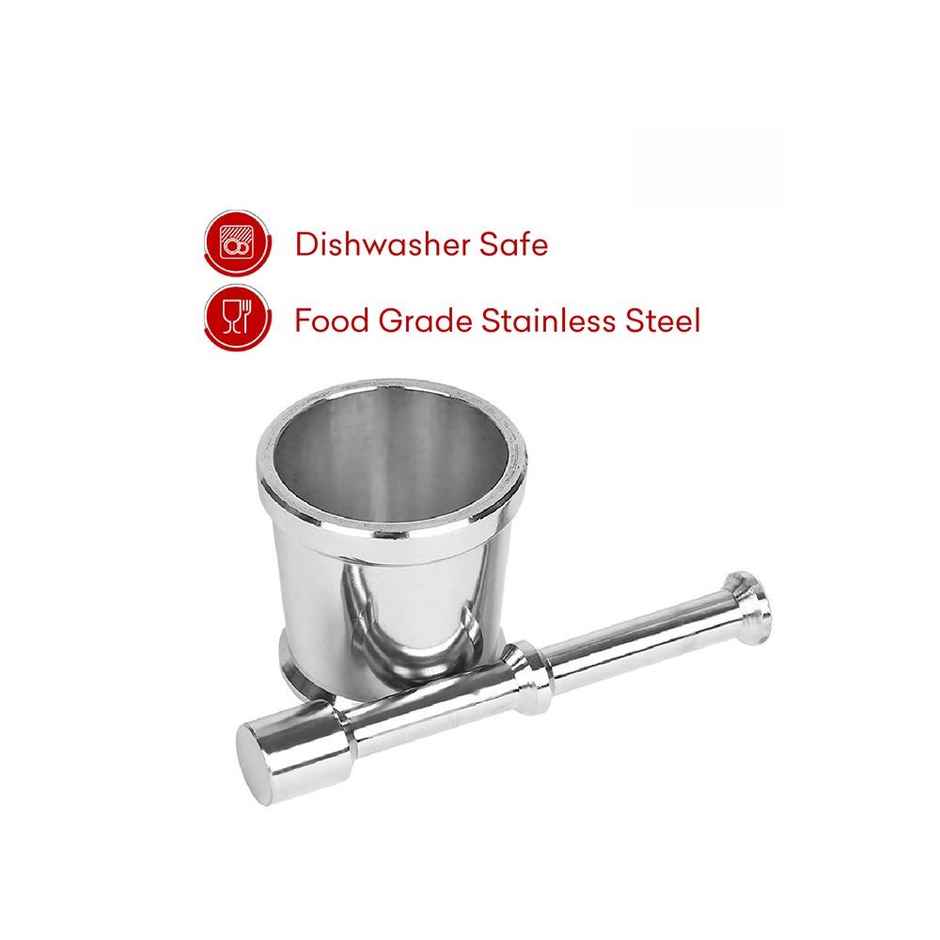 Omega Stainless Steel Mortar & Pestle Set | Khalbatta | Khal | Okhli