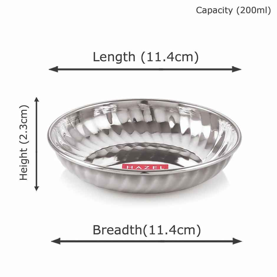 Hazel Stainless Steel Sweet Dish Plates, Each, Set Of 6, For Dessert Serving