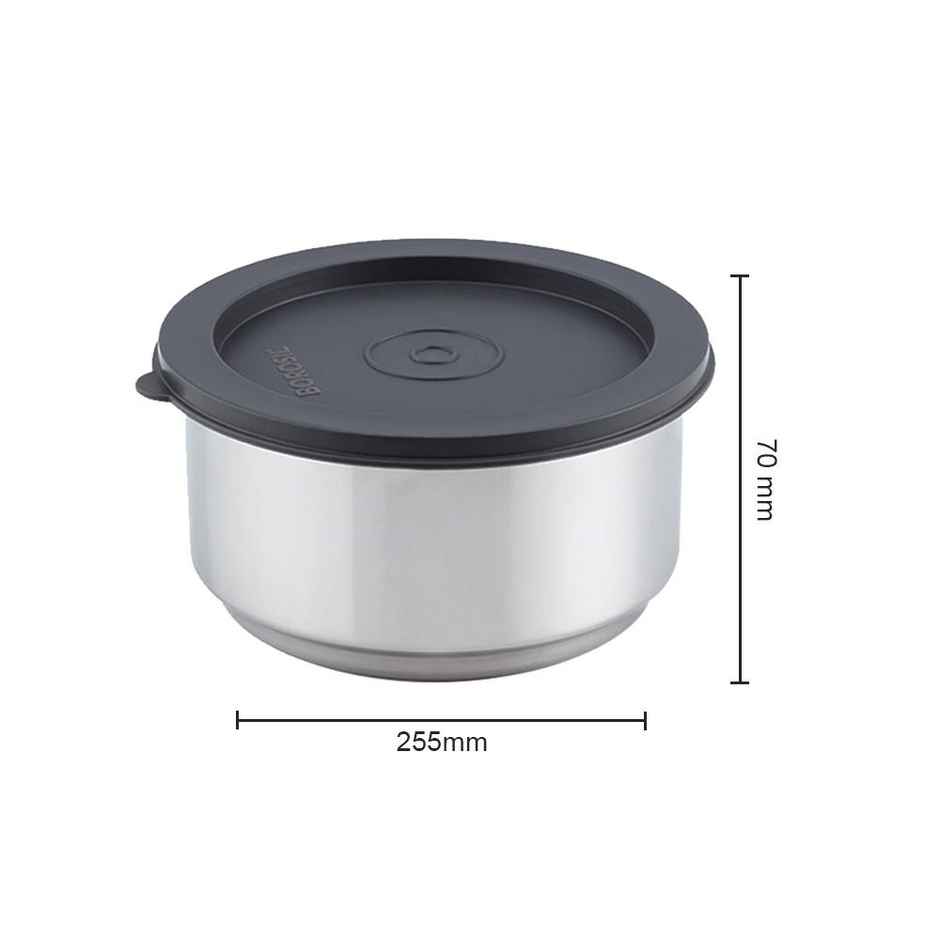 Borosil Carry Fresh Stainless Steel Insulated Lunch Box With Bag (280 ml + 280 ml) - Horizontal