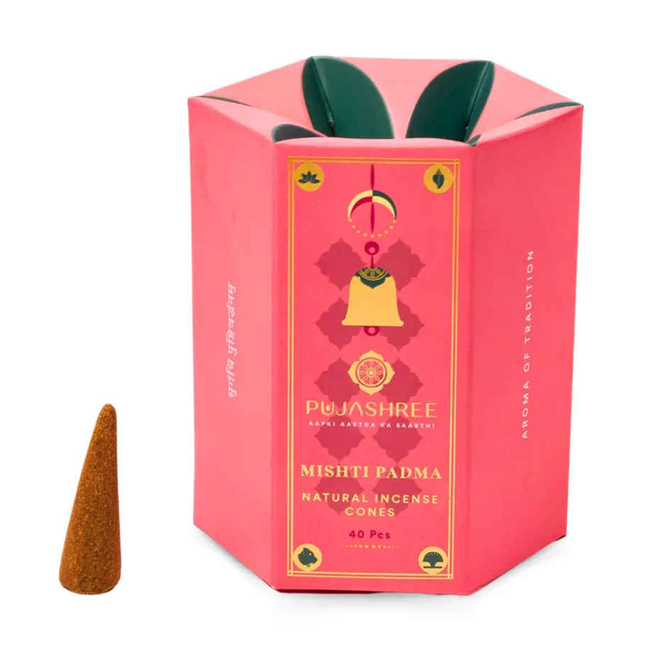 Pujashree Natural Incense Cones Mishti Padma | 2 inches