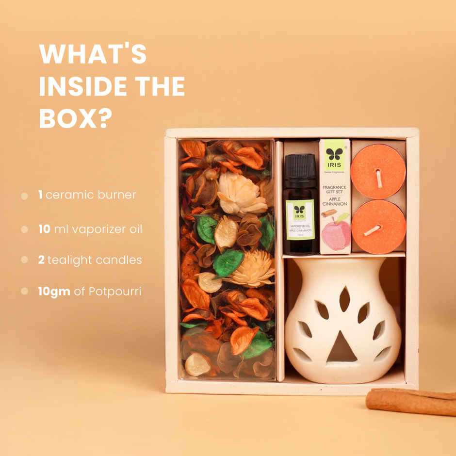 IRIS Apple Cinnamon Vaporiser Fragrance Gift With Potpouri And Oil