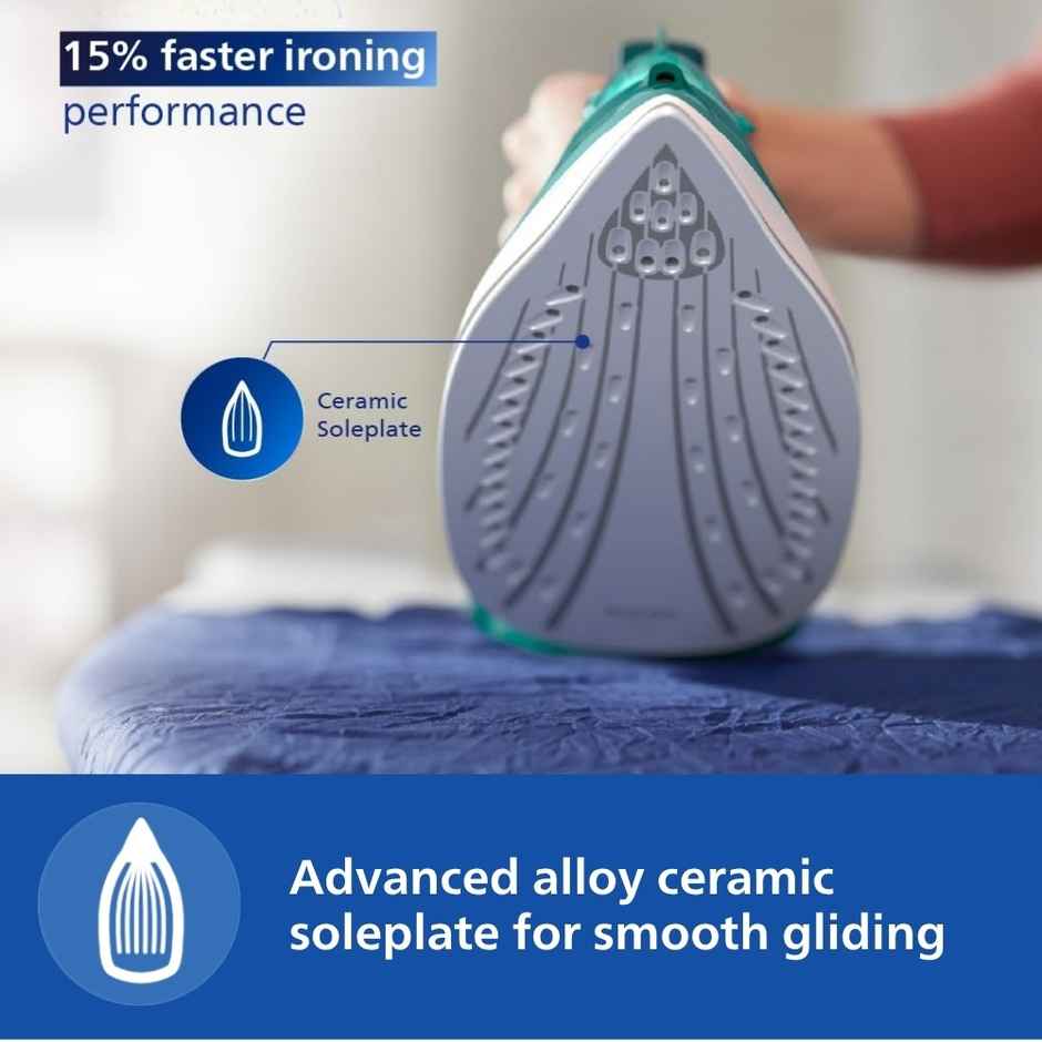 Philips Steam Iron DST0820/20 Powerful 15 gm/min Steam Output with Spray, 1250 W, Multilayer Coated Non stick Soleplate - Blue