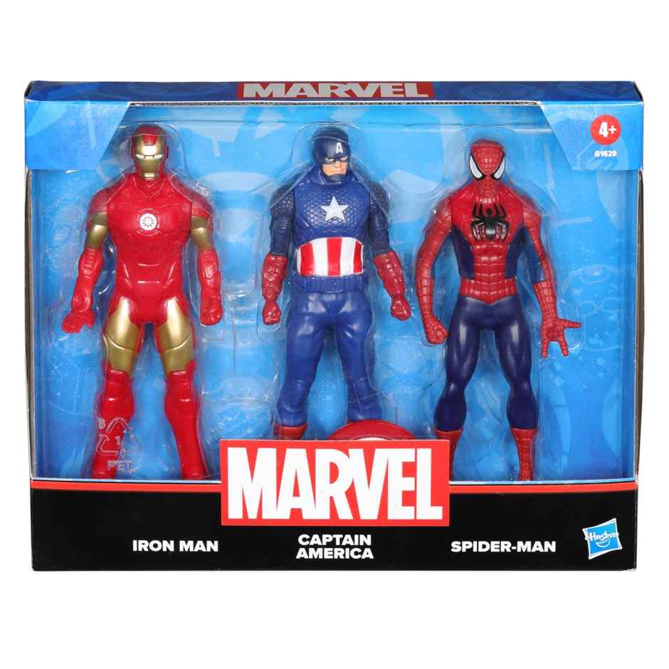 Hasbro Marvel Iron Man, Captain America, Spider Man 6 inch Action Figure 3 Pack