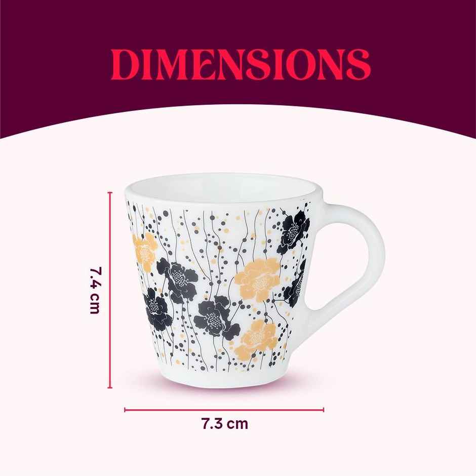 Larah By Borosil Dreamer Opalware Mug, Tea/Coffee Mug, 160Ml Each,Microwave & Dishwasher Safe