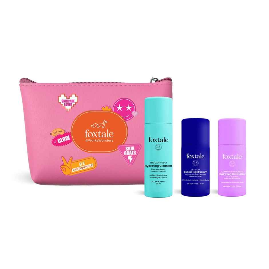 Foxtale Youthful Radiance Gift Kit | Cleanser, Ceramide Moisturizer & 0.15% Retinol Serum