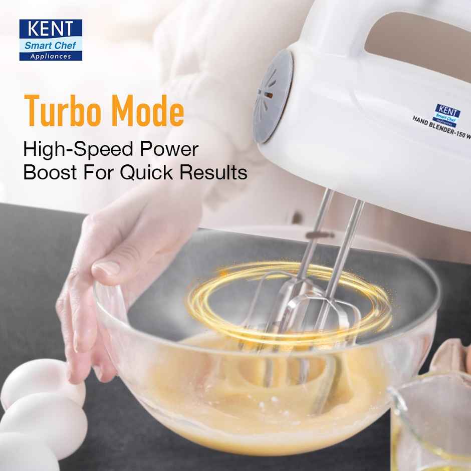 Kent 150W 16050, 5 Speed Control, Overheating Protection, Plastic Body Hand Blender (White)