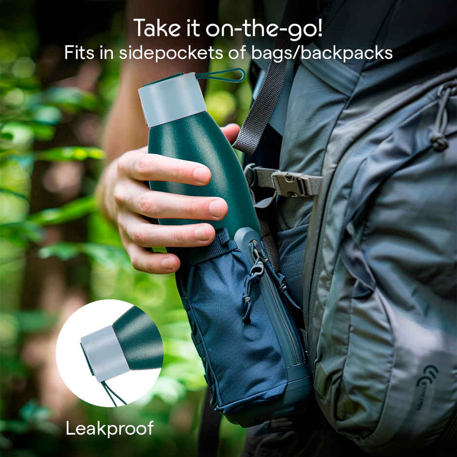 Borosil Duomate Double Wall Vacuum Insulated Stainless Steel Bottle | Green | 750 ml