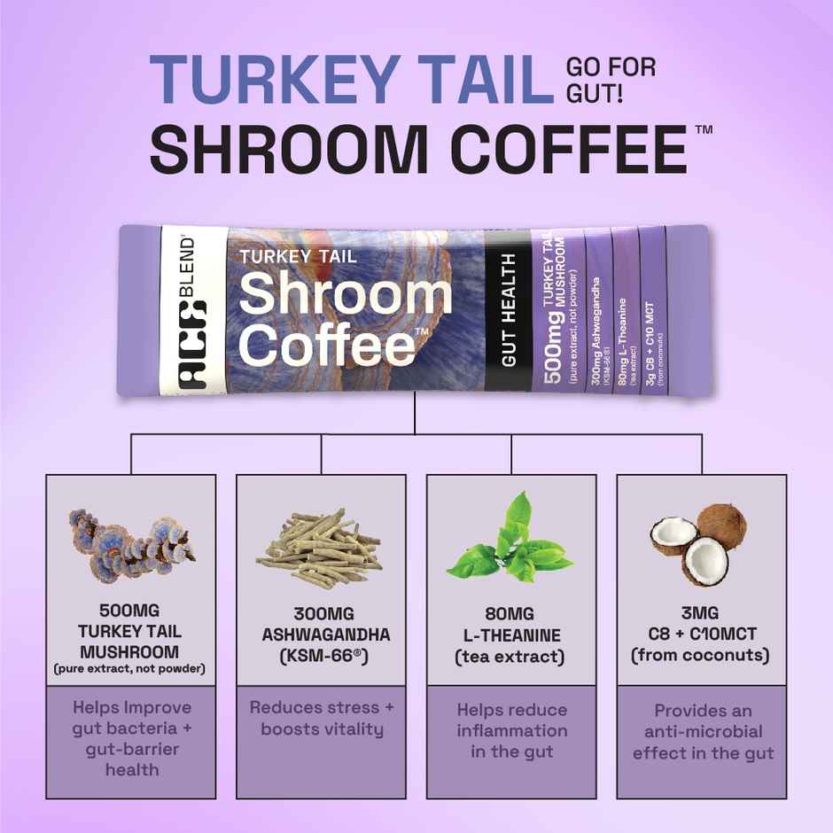 Ace Blend Turkey Tail Shroom Medium Roast Organic Coffee Premix