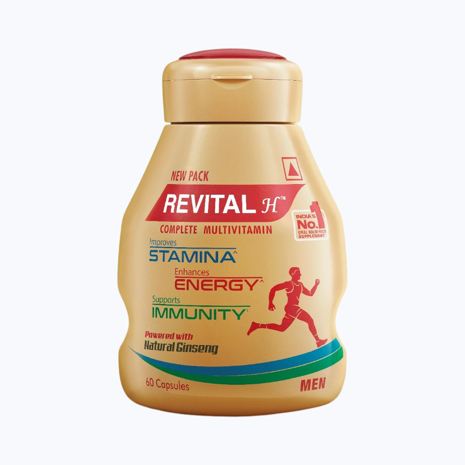 Revital Men Multivitamin with Calcium & Ginseng for Immunity, Strong Bones & Energy (60 Capsules)