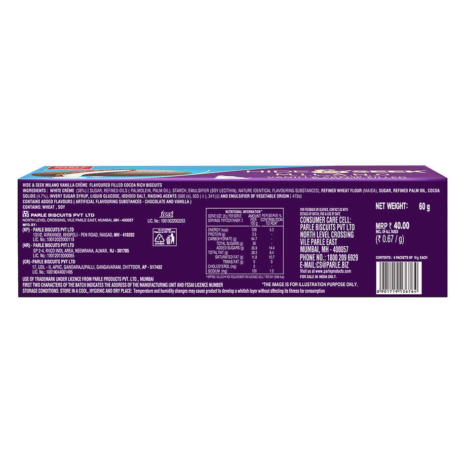Parle Hide & Seek Milano Choco Filled Vanilla