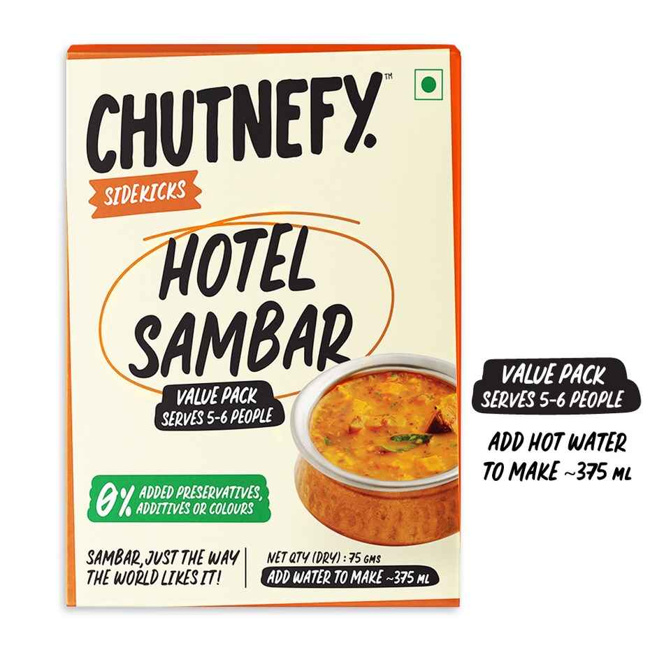 Chutnefy Hotel Sambar - Ready-To-Eat Value Pack | 0% Additive-Colours-Preservatives