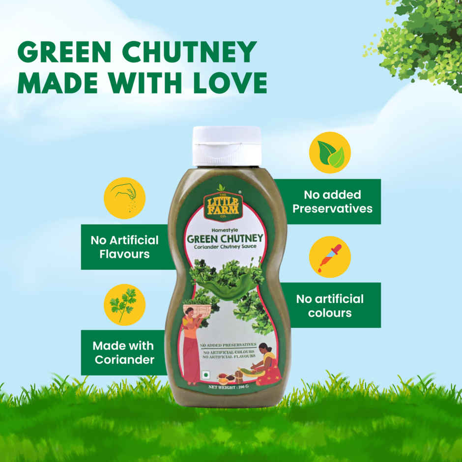 The Little Farm Co. Green Coriander Chutney | Sauce | No Added Preservatives