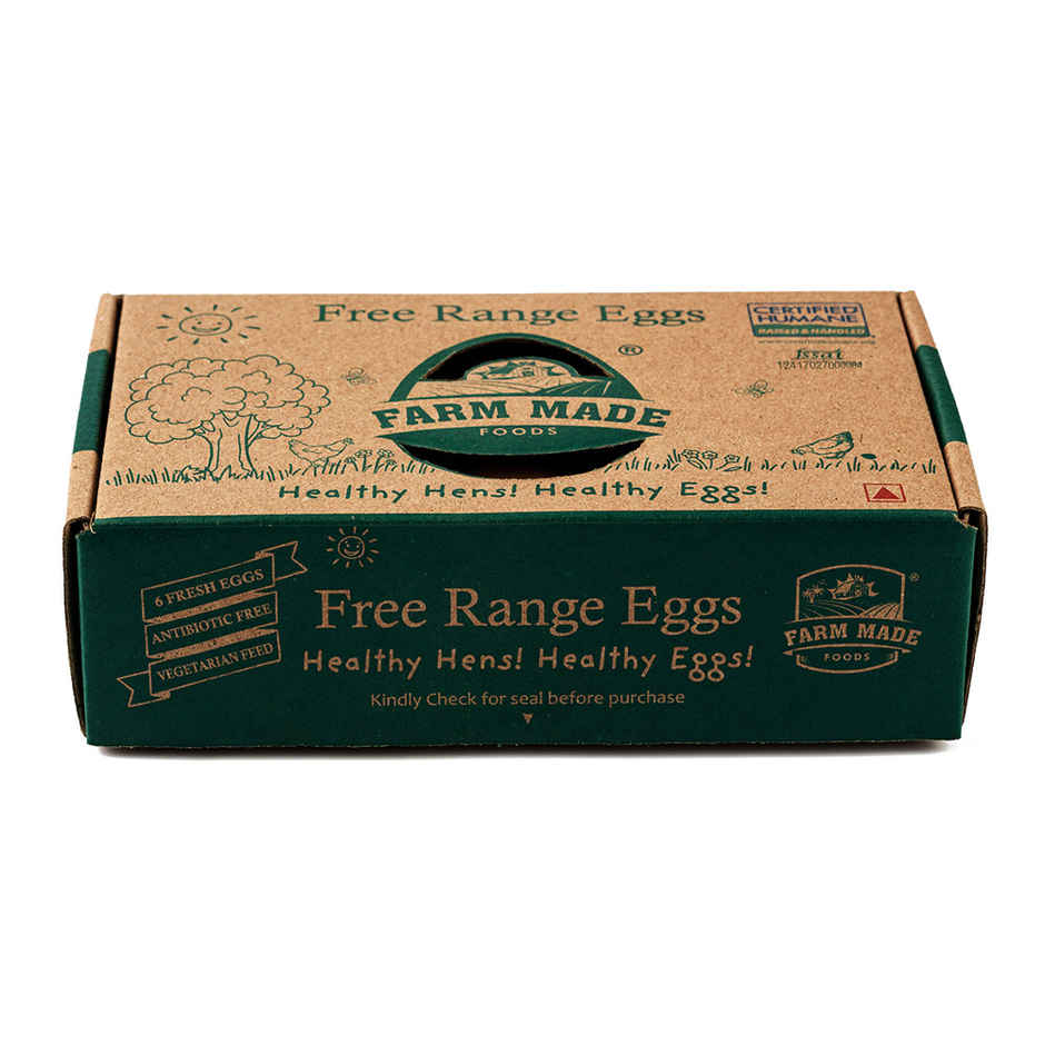 Farm Made Free Range Brown Eggs, 6 Pieces - Protein Rich, Veg Feed, Non-Fertile