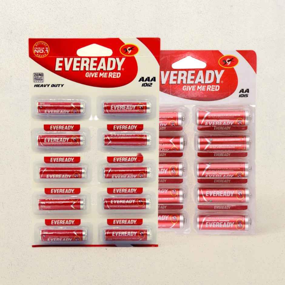 Eveready 1012 Carbon Zinc AAA Battery 10 pc & AA pack of 10 10 pc Combo