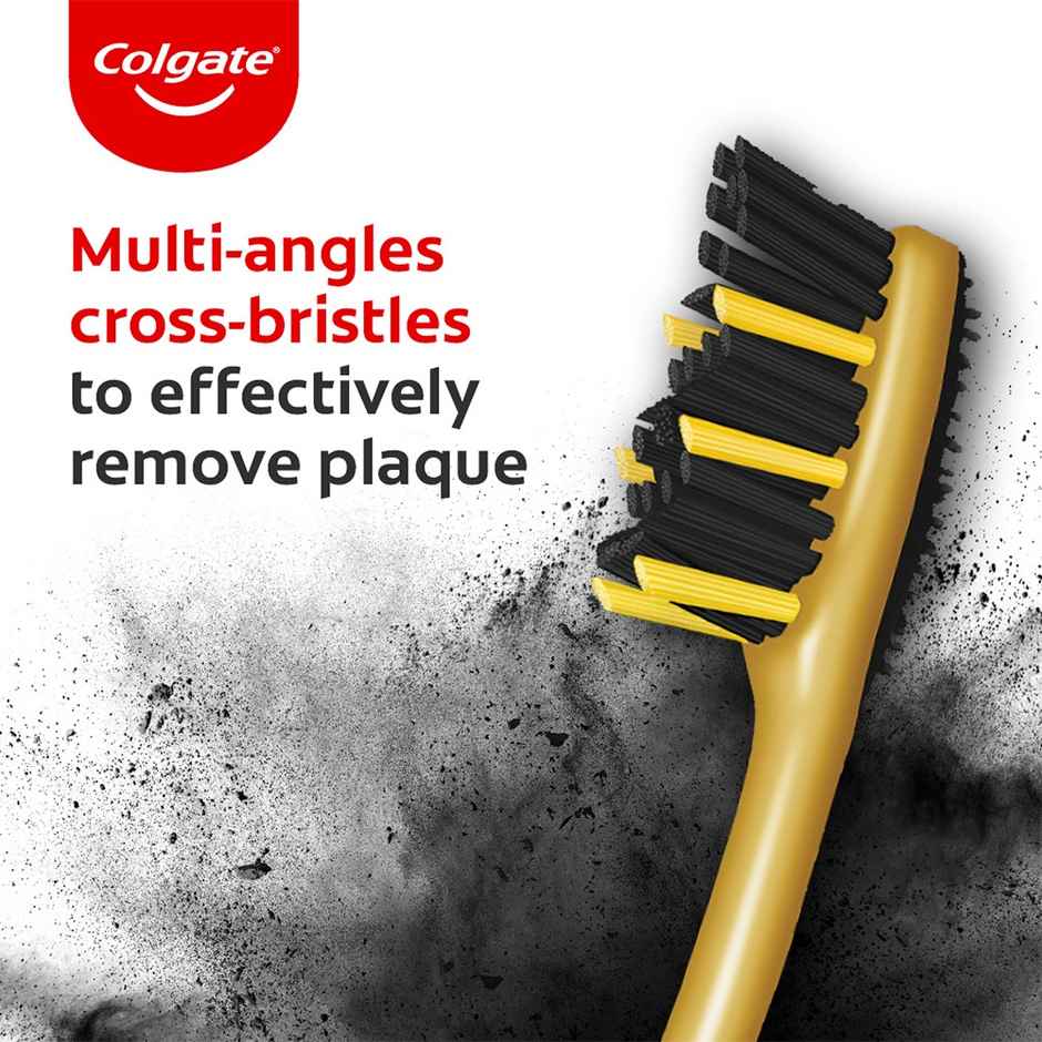 Colgate ZigZag Charcoal Medium Bristle Manual Toothbrush for Adults
