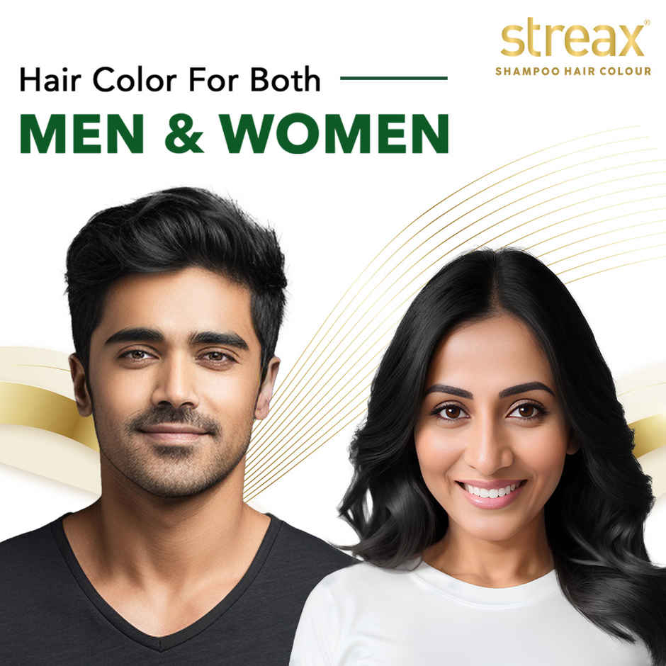 Streax Insta Shampoo Hair Colour - Natural Black, Easy Diy- Squeeze Pack