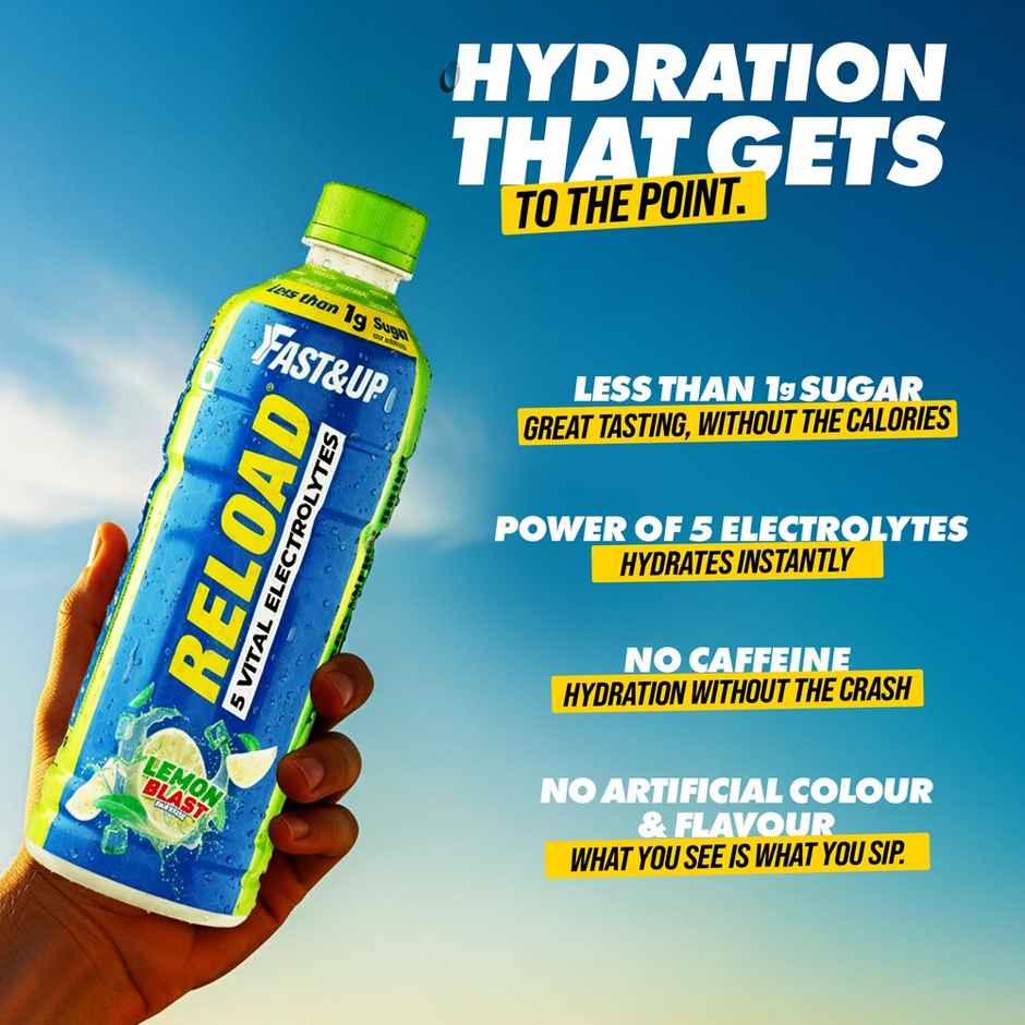 Fast&up Reload Low Sugar Hydration Energy Drink with Electrolytes | Tasty Lemon Blast