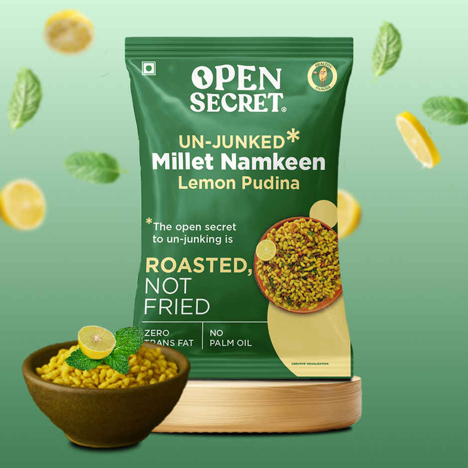 Open Secret Healthy Namkeen Lemon Pudhina | Roasted Snacks, No Palm Oil contains millets