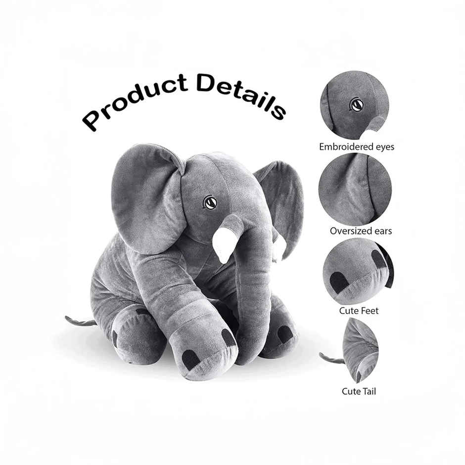 Fablue Big Size Stuffed Elephant Animal Soft Toy For Kids - Soft Plush Hugging Soft Toy - 60 cm
