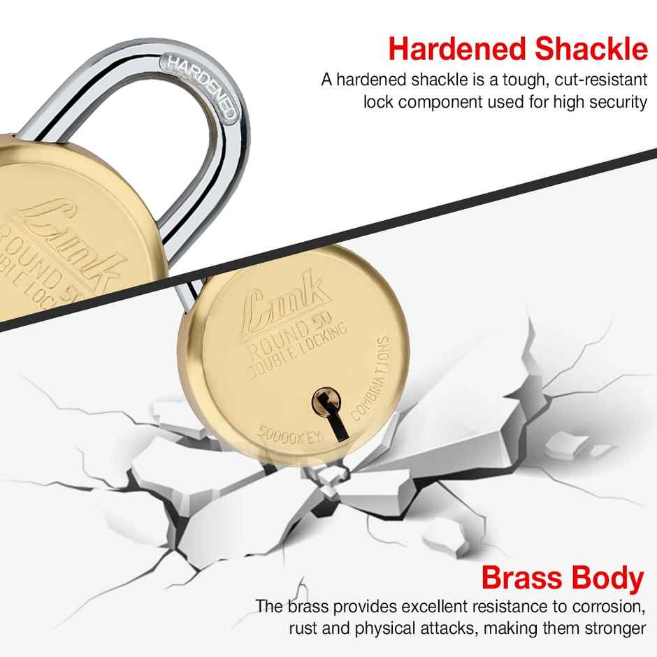 Link stainless steel New Round Brass 50 mm with | 3 Silver Keys