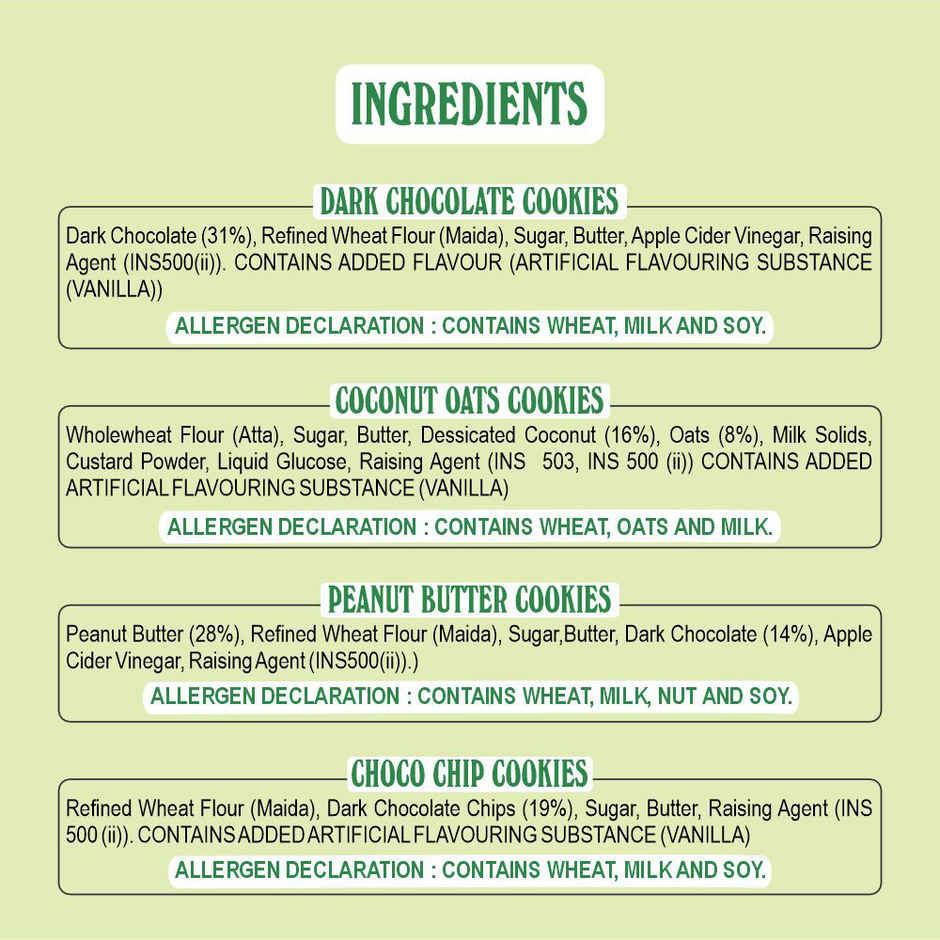 The Baker's Dozen Assorted Cookies | Dark Chocolate, Coconut Oats & Peanut Butter Cookies