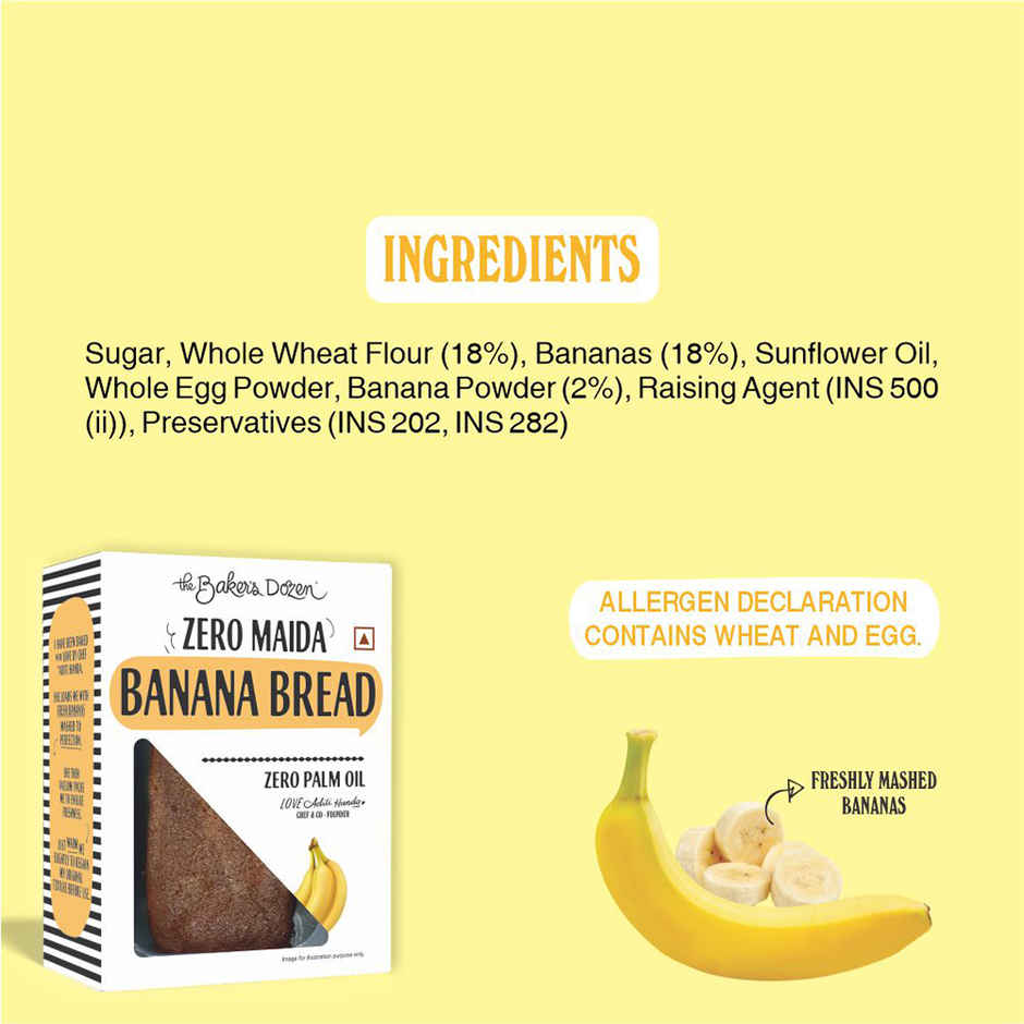 The Baker's Dozen Zero Maida Banana Bread | Banana Cake | Fruit Cake | Fruit Bread | Zero Palm Oil