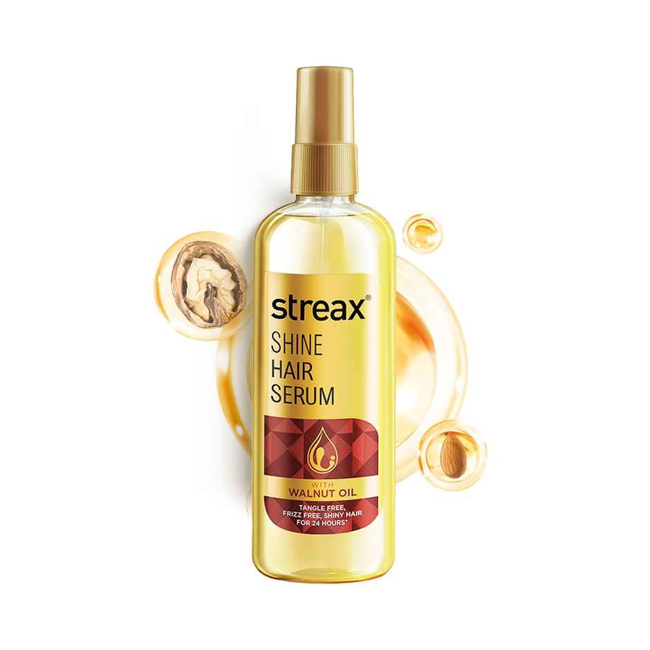 Streax Hair Serum Vitalized with Walnut Oil, For Hair Smoothening & Shine, For Dry & Frizzy Hair