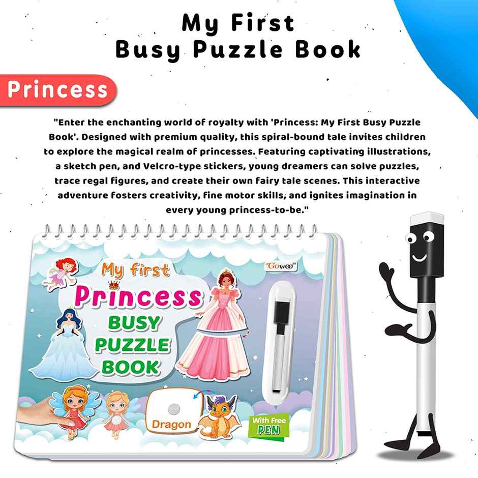 My First Princess Busy Puzzle Book - Toddler Activity Sticker Book for Kids | Spiral Binding Book