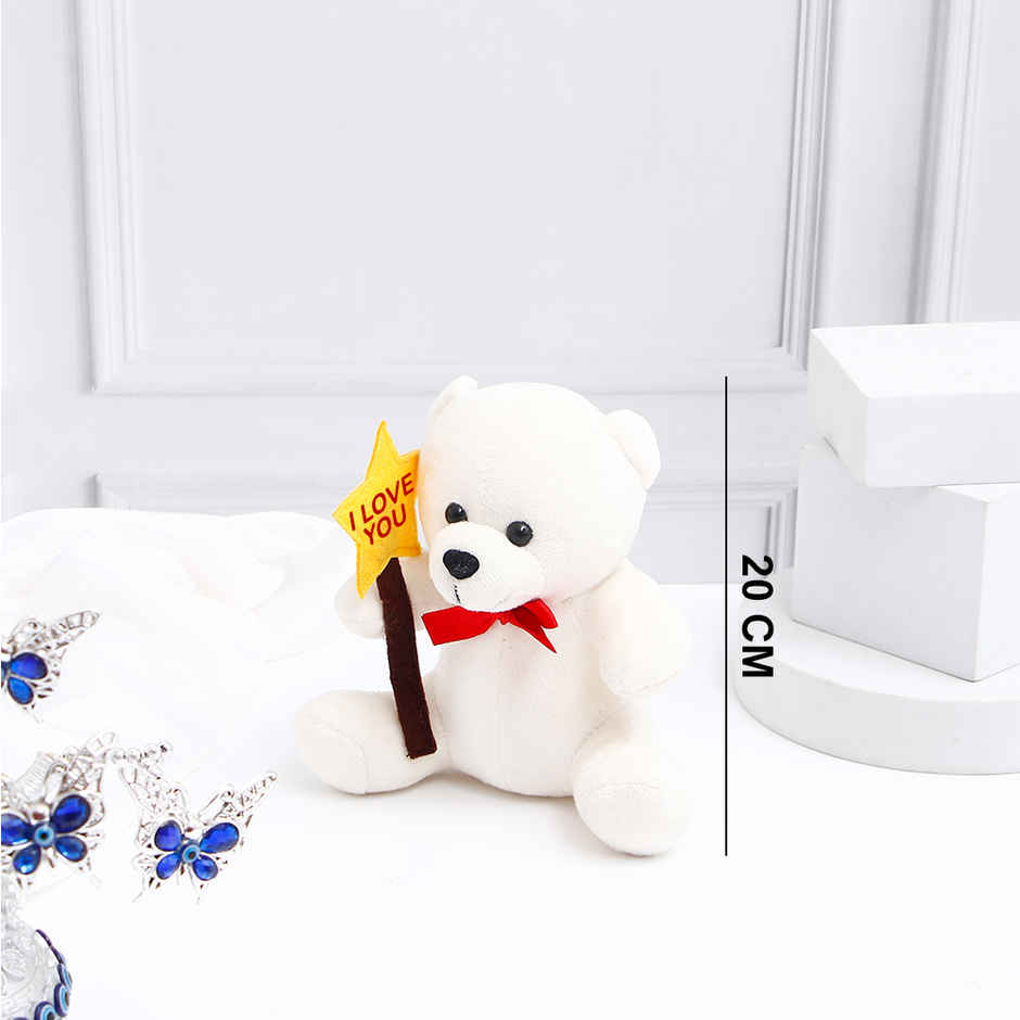 Archies Cute Little White Teddy Bear with I LOVE YOU Star - 20 cm