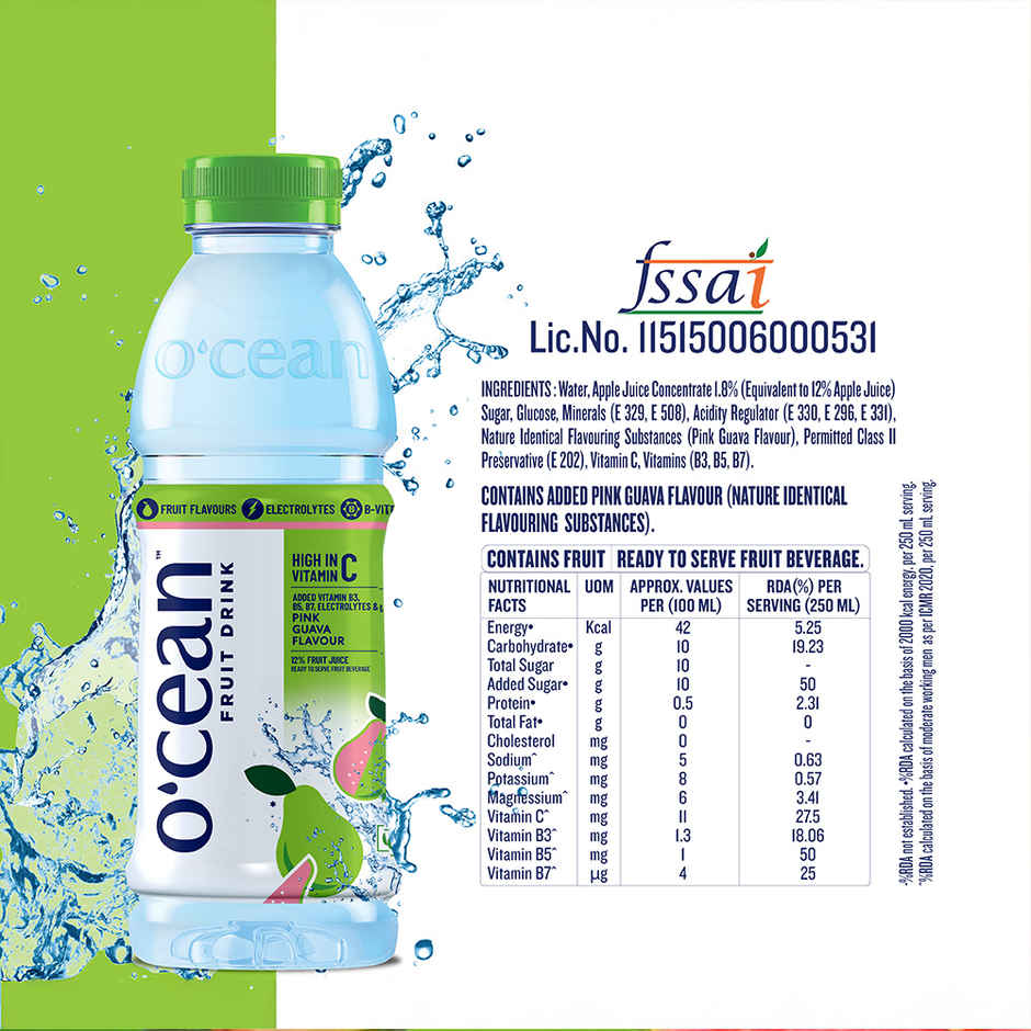 O'cean Beverages Pink Guava Flavoured Water