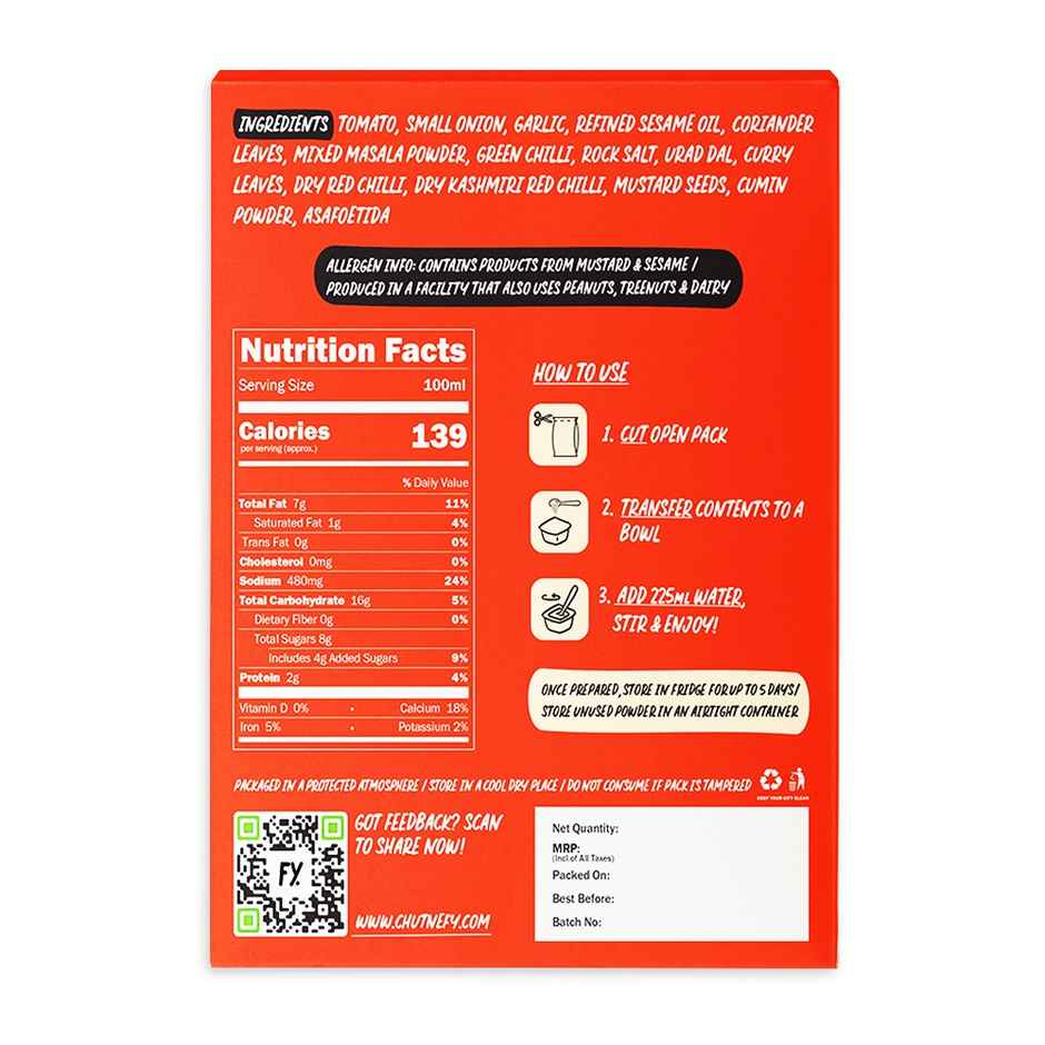 Chutnefy Tomato Chutney - Value Pack | Serves 5-6 People - 0% Additives-Colours-Preservatives