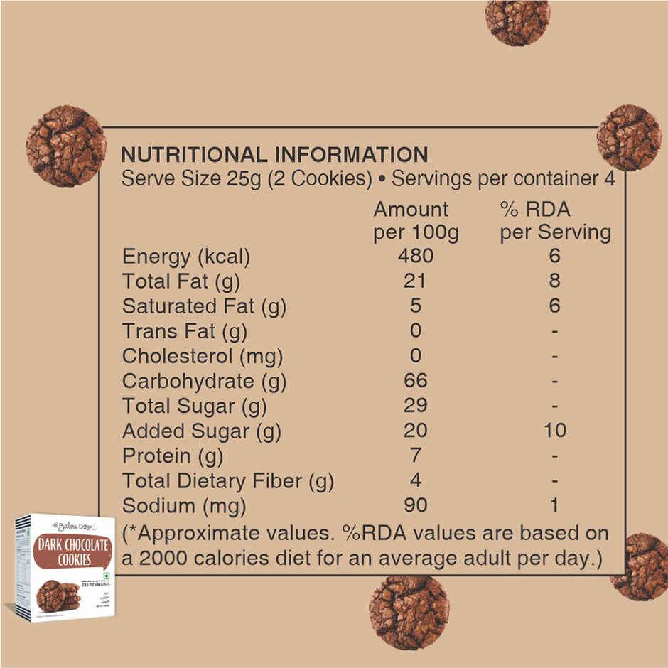 The Baker's Dozen Dark Chocolate Cookies | Premium Biscuit Handmade Cookies | Choco Chip Cookies