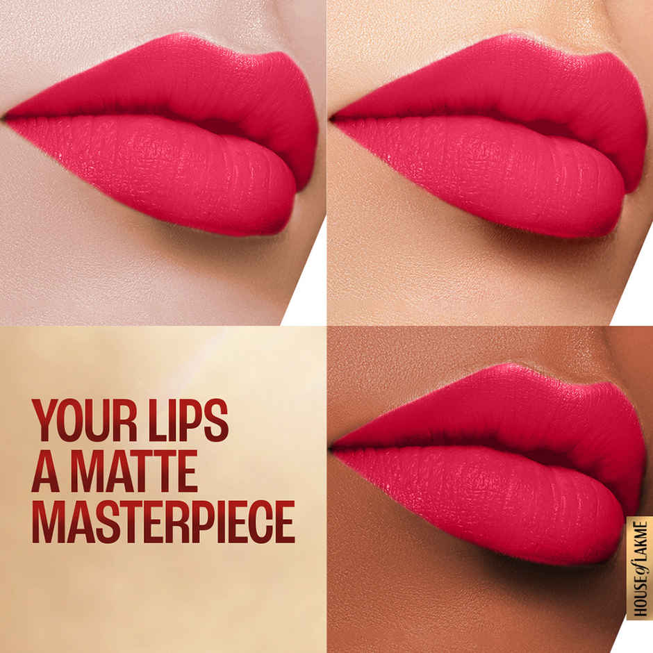 Lakme 9to5 Powerplay Priming Matte Lipstick, Lasts 16hrs, Scarlet Surge