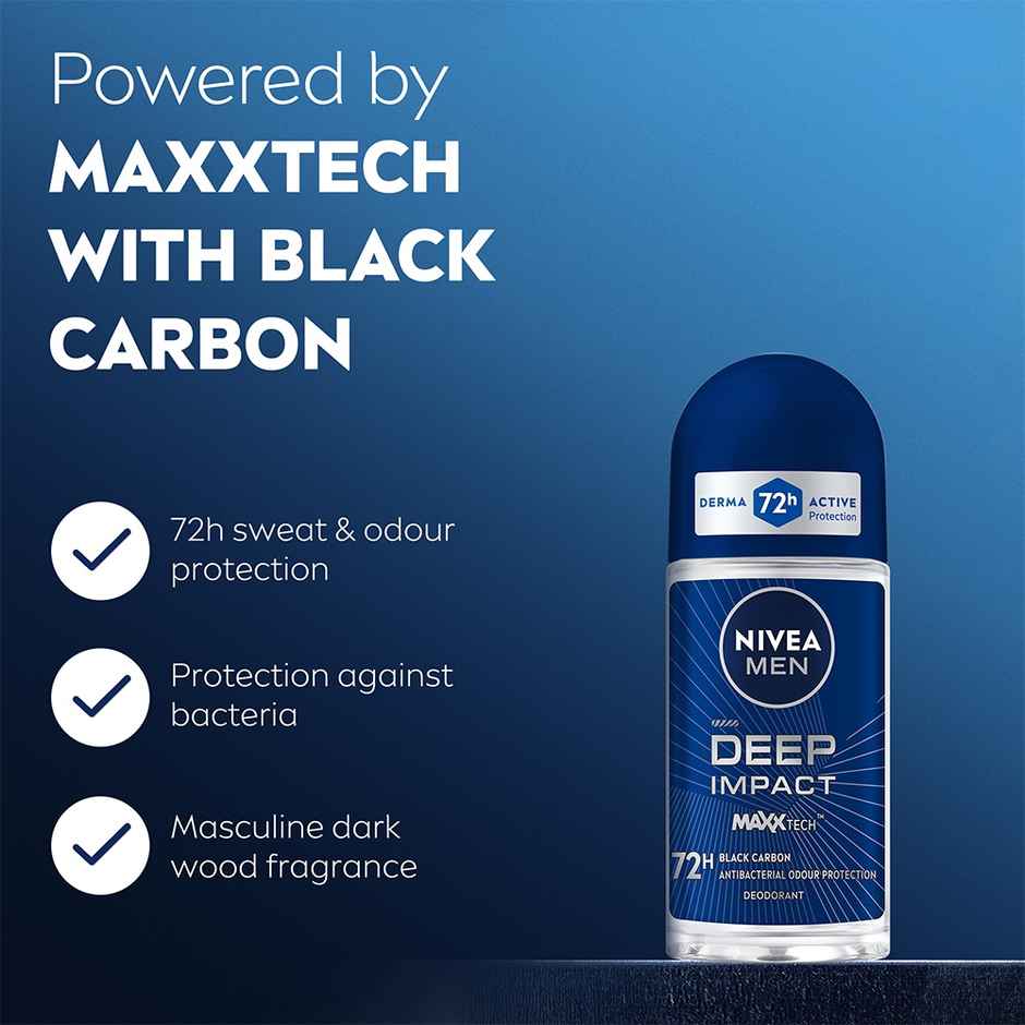 NIVEA MEN Deep Impact MaxxTech 72h Deodorant Roll-on - For MEN