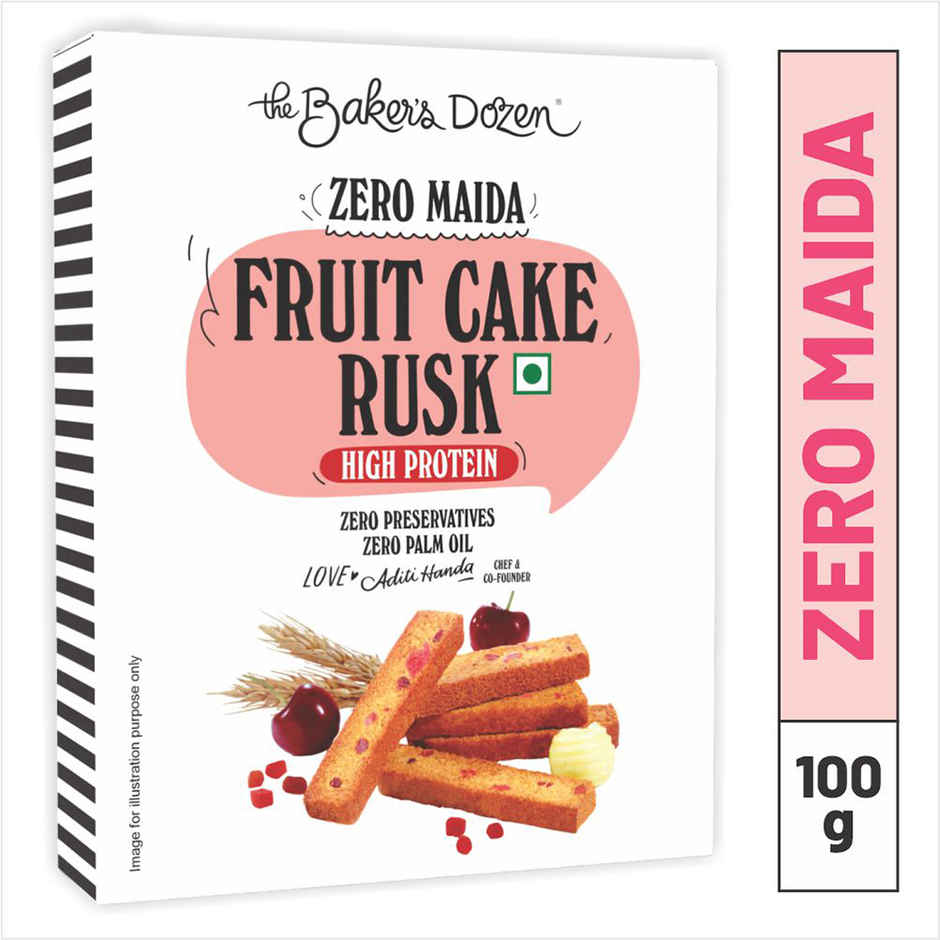 The Baker's Dozen Zero Maida Fruit Cake Rusk - High Protein