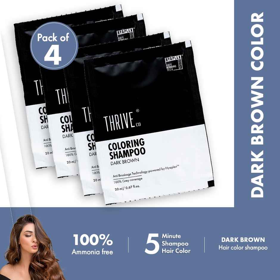 ThriveCo Coloring Shampoo With Hyaplex For Rich - Shiny Colored Hair | Ammonia-Free | Dark Brown