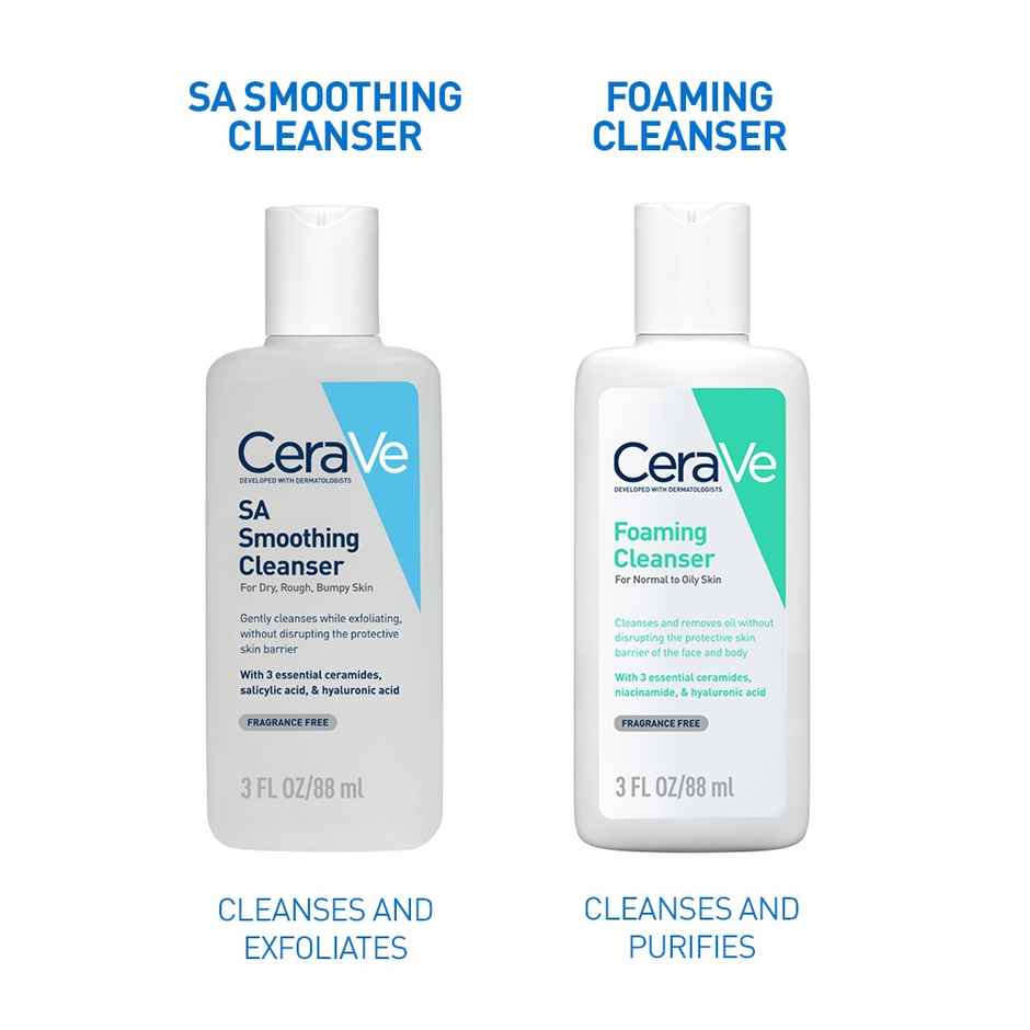 CeraVe SA Smoothing Cleanser For Dry Rough & Bumpy Skin | Face wash with Salicylic Acid & Ceramides