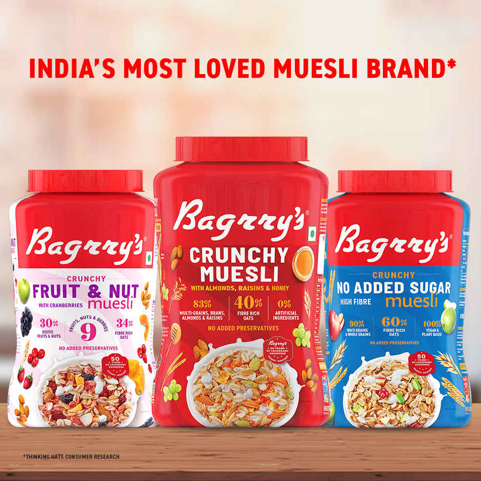 Bagrry's Crunchy Muesli with Almonds, Raisins & Honey(40% Oat Clusters)